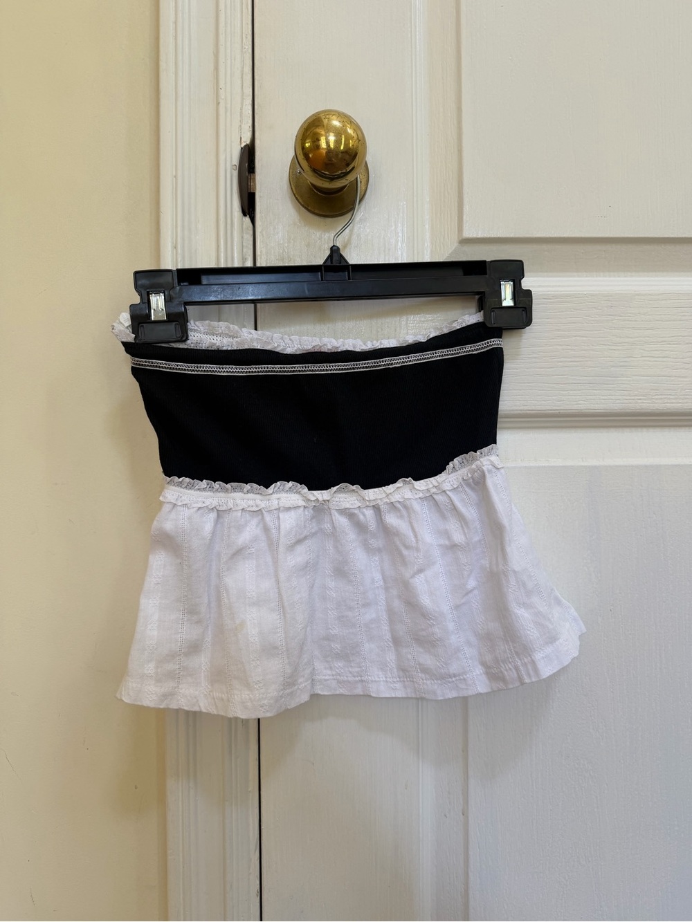 Edikted Black and White Ruffle Tube Top